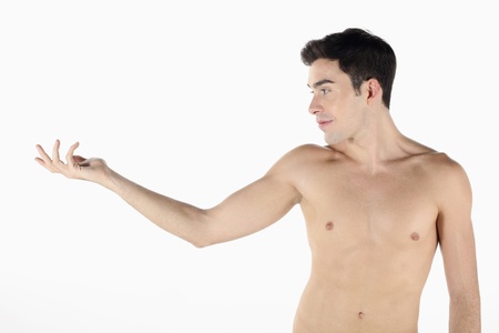 Man with arm outstretchedの写真素材