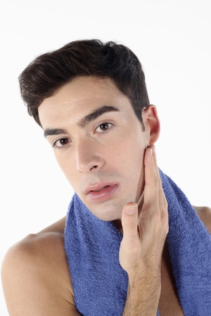 Man touching his faceの写真素材