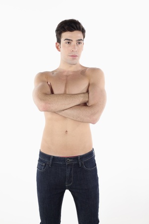 Man standing with his arms foldedの写真素材