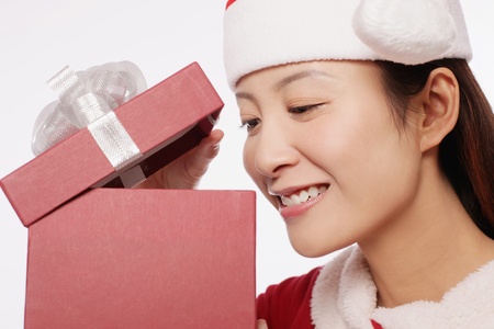 Woman taking a peek into her present