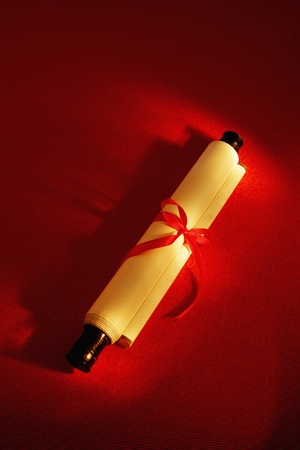 Scroll with ribbonの写真素材
