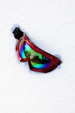 Ski goggles in snowの写真素材