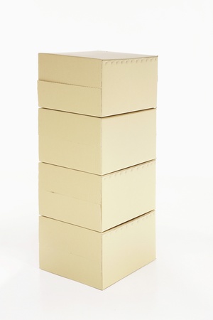 A stack of cardboard boxes