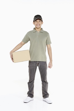 Man holding a packageの写真素材
