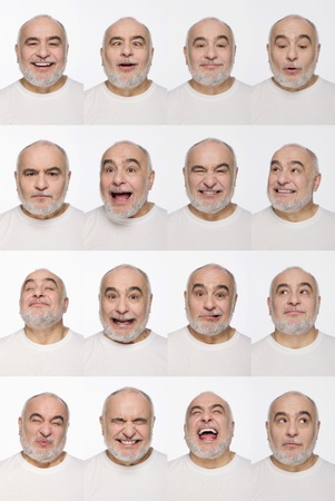 Montage of man pulling different expressions