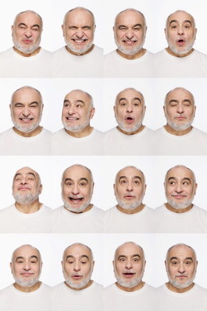 Montage of man pulling different expressionsの写真素材