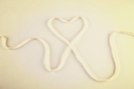 Twine formed into heart shapeの写真素材