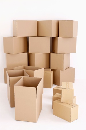 Stacked cardboard boxesの写真素材
