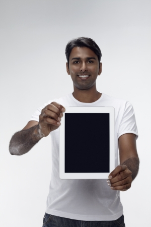 Man showing digital tabletの写真素材