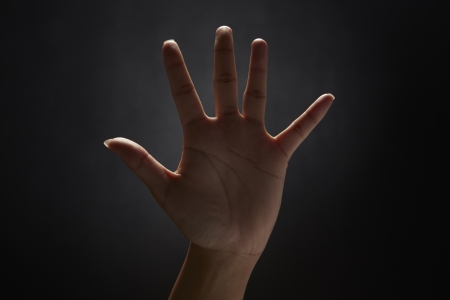 Front view shot of a human palmの写真素材