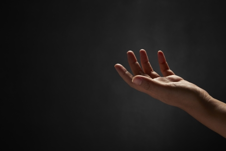 Human palms reaching outの写真素材