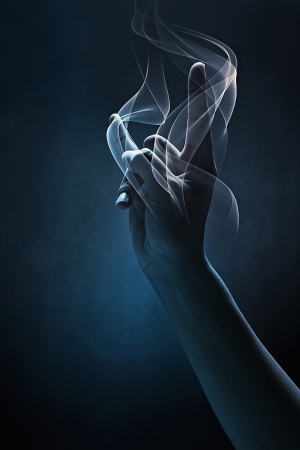 Human hand pointingの写真素材