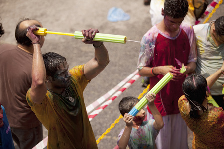 Holi Festival celebration at the Temple of Shree Lakshmi Narayan Mandir, Jalan Kasipillai, Sentul, Kuala Lumpur, Malaysia on March 31st, 2013 - Holi, the festival of colors, is observed on the last full moon of the Lunar month. During this happy occasion,のeditorial素材