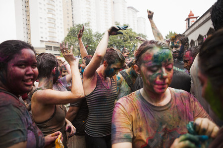Holi Festival celebration at the Temple of Shree Lakshmi Narayan Mandir, Jalan Kasipillai, Sentul, Kuala Lumpur, Malaysia on March 31st, 2013 - Holi, the festival of colors, is observed on the last full moon of the Lunar month. During this happy occasion,のeditorial素材