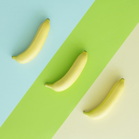 Bananas on pastel backgroundの写真素材