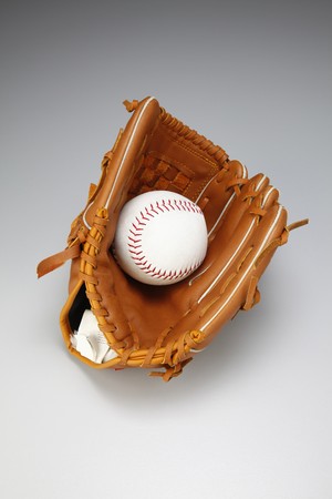 Baseball glove with baseballの写真素材