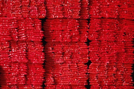 Stacked red packetsの写真素材