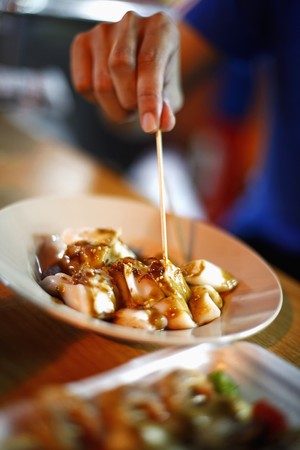 Chinese noodle with sesame garnishingの写真素材