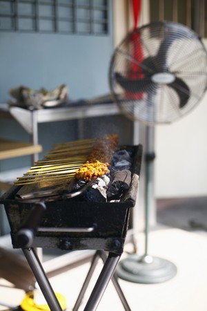 Grilled chicken skewerの写真素材