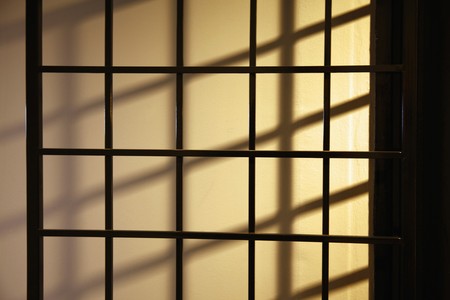 Iron grid of house entranceの写真素材