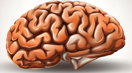 A clipart image of a human brain, simplified and stylized for easy understanding and application in various educational contexts.の素材