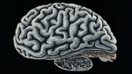 A clipart image of a human brain, simplified and stylized for easy understanding and application in various educational contexts.の素材