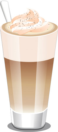 Illustration of a glass of cappuccino with whipped creamのイラスト素材