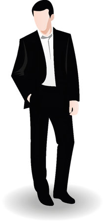 Vector illustration of a man in a tuxedo on a white backgroundのイラスト素材