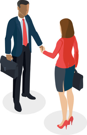 Illustration of a Businessman Shaking Hands with a Businesswomanのイラスト素材