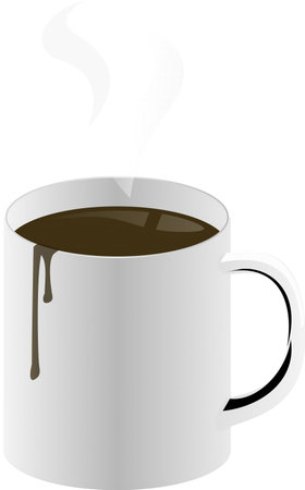 Illustration of a cup of coffee with steam on a white backgroundのイラスト素材