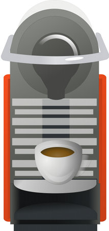 Illustration of a coffee machine with a cup of coffee on topのイラスト素材