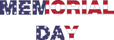 Memorial Day with American Flag in a white background, vector illustrationのイラスト素材