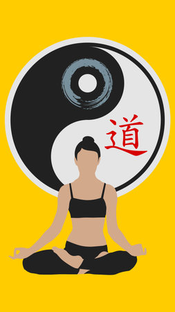 Yoga design over yellow background, vector illustration. Vector graphic.のイラスト素材