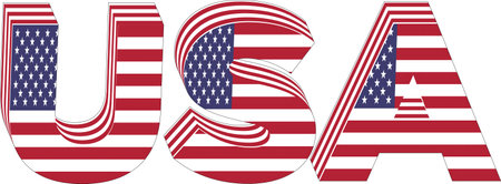 USA flag in the shape of the letter U. Vector Illustrationのイラスト素材