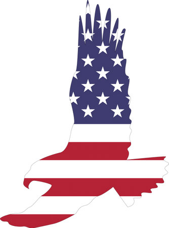 Illustration of an American Hand with the American Flag on a white backgroundのイラスト素材