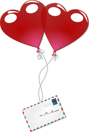Valentine's day card with heart shaped balloons. Vector illustration.のイラスト素材