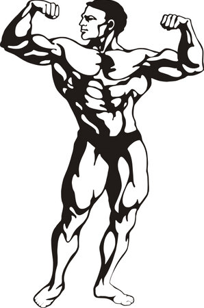 Bodybuilder.Mascot Templates.Vector illustration ready for vinyl cutting.のイラスト素材