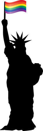 Statue of Liberty with the flag of the USA, vector illustrationのイラスト素材