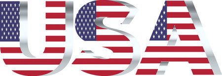 Illustration of the words United States of America with the American flagのイラスト素材
