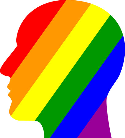 Human head silhouette with lgbt rainbow colors. Vector illustration.のイラスト素材