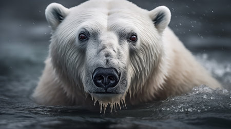 Striking portrait photography showcasing the majesty of a polar bear against the icy arctic expanse.の素材