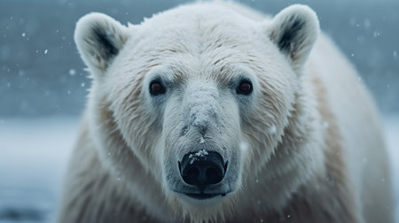 Striking portrait photography showcasing the majesty of a polar bear against the icy arctic expanse.の素材