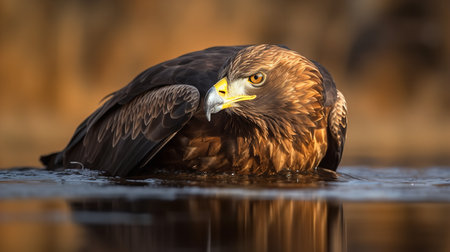 An awe-inspiring, high-resolution photograph portrays a golden eagle during a sweep in the Rocky Mountains, reflecting its commanding presence and hunting prowess.の素材