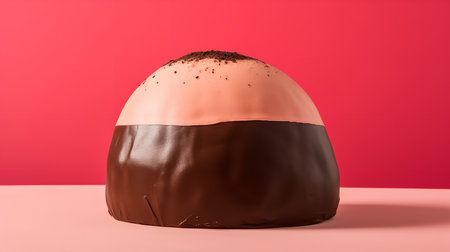 Close-Up Photography of a perfectly round Neapolitan Cake against a bright tricolor backgroundの素材