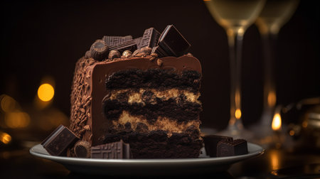 Close-Up Photography of a slice of Champagne Truffle cakeの素材