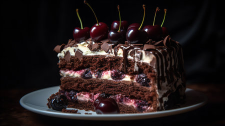 Close-Up Photography of a slice of Black Forest cakeの素材