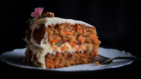Close-Up Photography of a slice of carrot cakeの素材