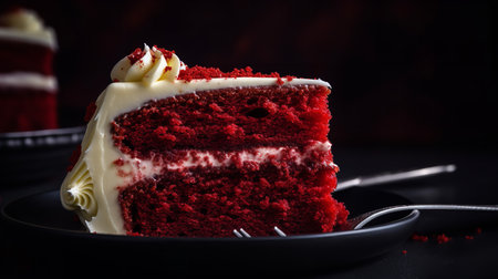 Close-Up Photography of a slice of red velvet cakeの素材
