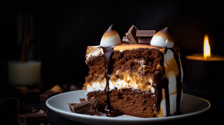 Close-Up Photography of a slice of S'mores cakeの素材