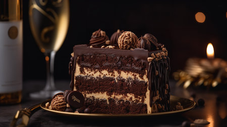 Close-Up Photography of a slice of Champagne Truffle cakeの素材